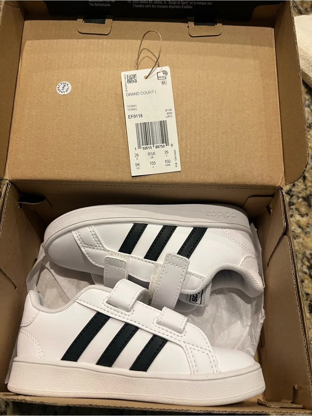 NIB Adidas Toddler Grand Court 1 Sneakers - Size 9K